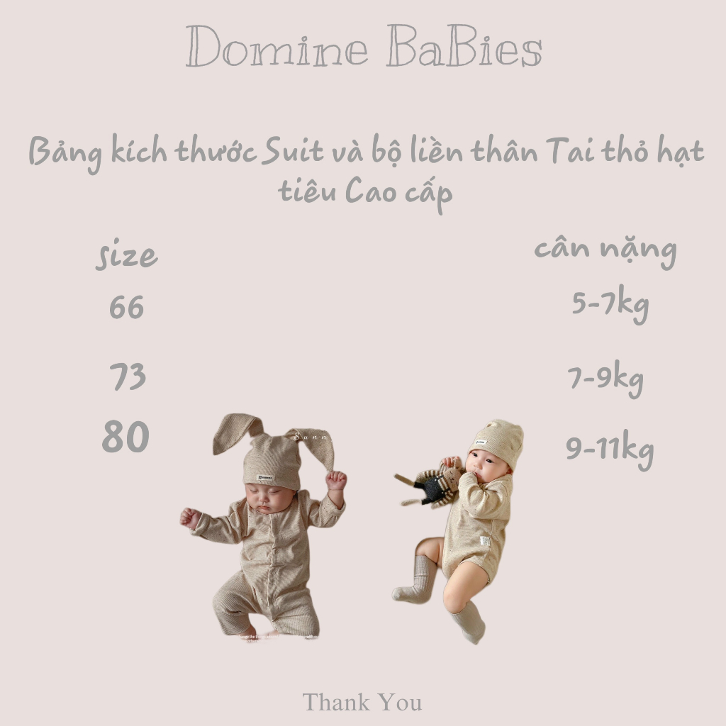 Bộ quần áo tặng kèm mũ suit liền thân Tai thỏ mẫu mới nhất chuẩn hãng Bbmama
