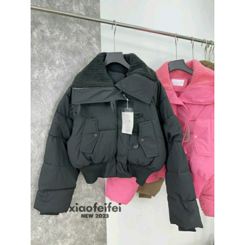 Phao siêu nhẹ phối cổ lông cừu , dáng bo nên gọn lắm , phao crotop, phao mùa đông, áo khoác thu đông