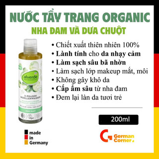 Nước tẩy trang Organic ALVERDE chai 200ml (hàng nhập từ Đức)