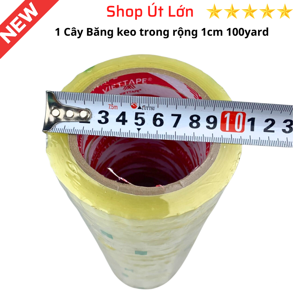 Băng keo trong rộng 1cm, 100yard, nặng 1kg, lõi giấy 3mm, 1 cây có 28 cuộn