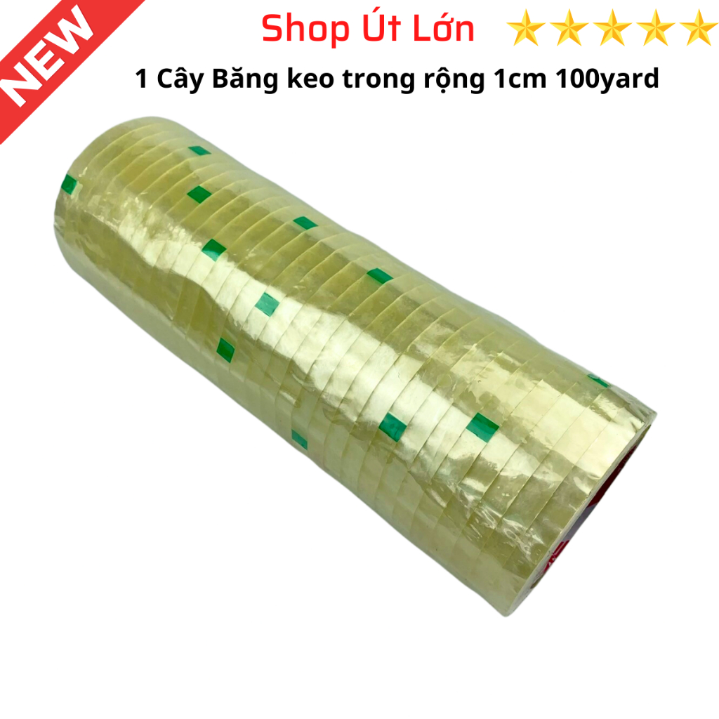 Băng keo trong rộng 1cm, 100yard, nặng 1kg, lõi giấy 3mm, 1 cây có 28 cuộn