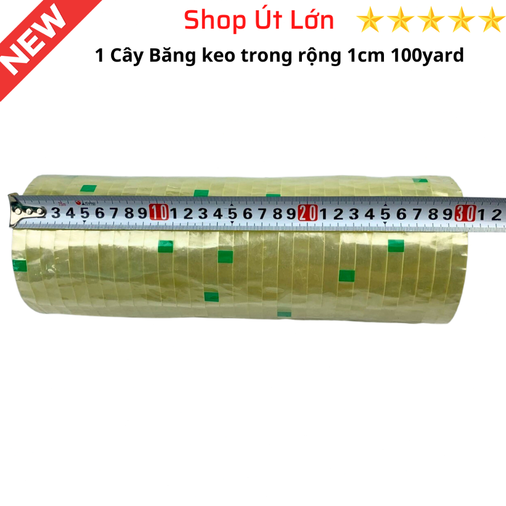 Băng keo trong rộng 1cm, 100yard, nặng 1kg, lõi giấy 3mm, 1 cây có 28 cuộn