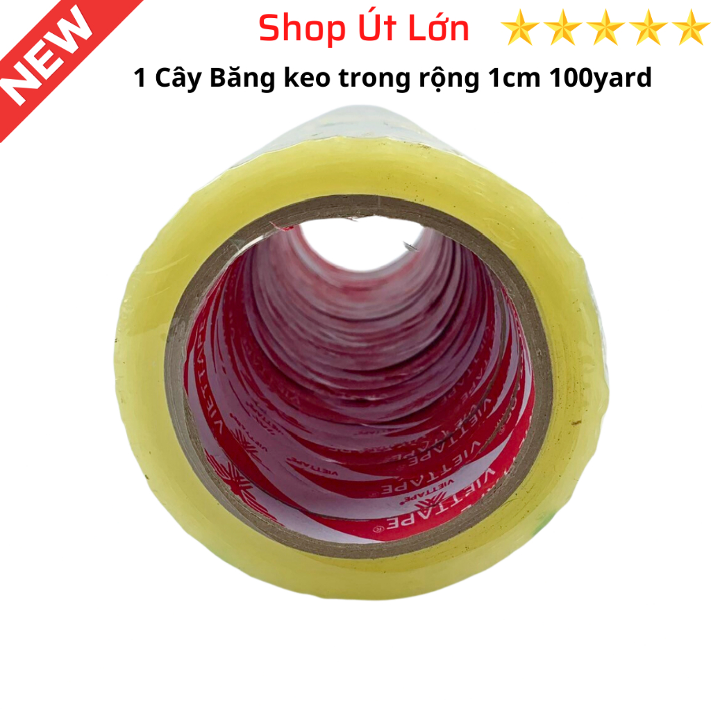 Băng keo trong rộng 1cm, 100yard, nặng 1kg, lõi giấy 3mm, 1 cây có 28 cuộn