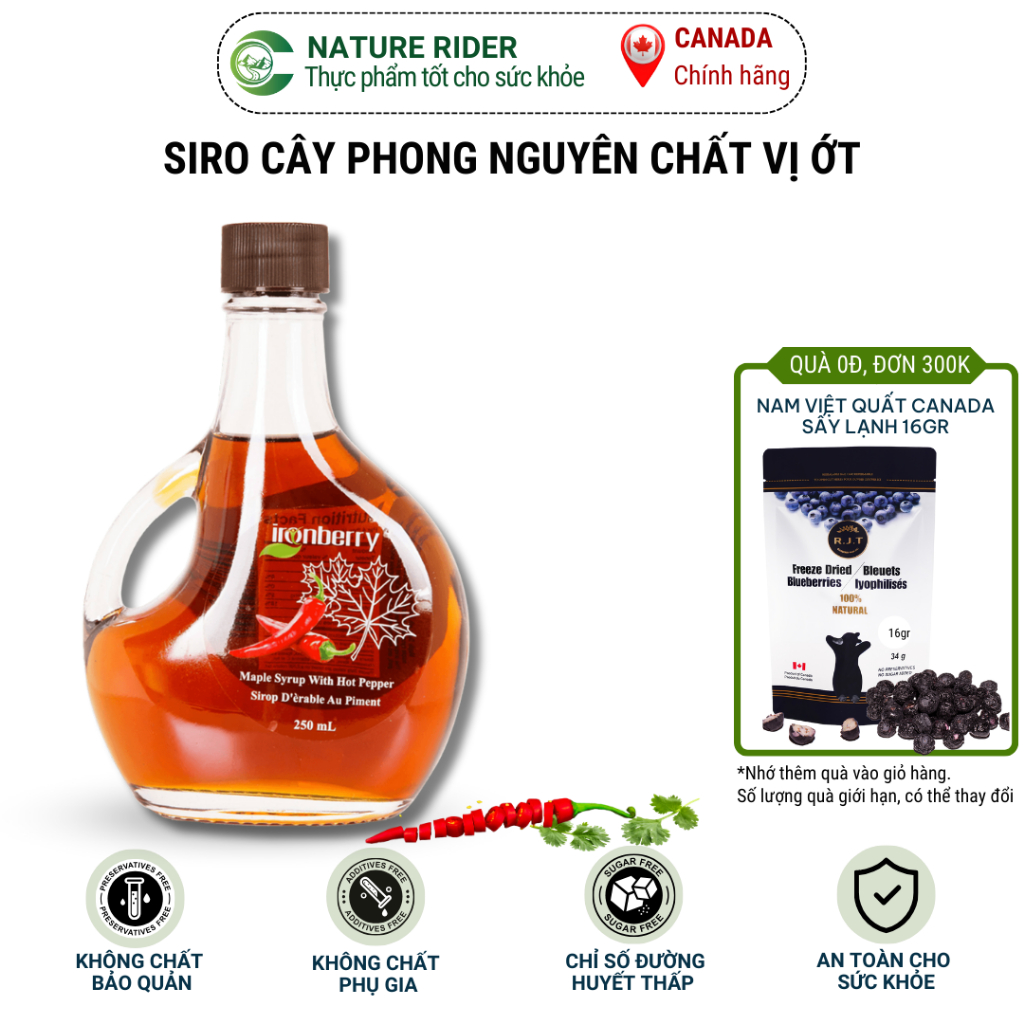 Siro cây phong vị ớt - IRONBERRY Maple syrup with hot pepper 250ml
