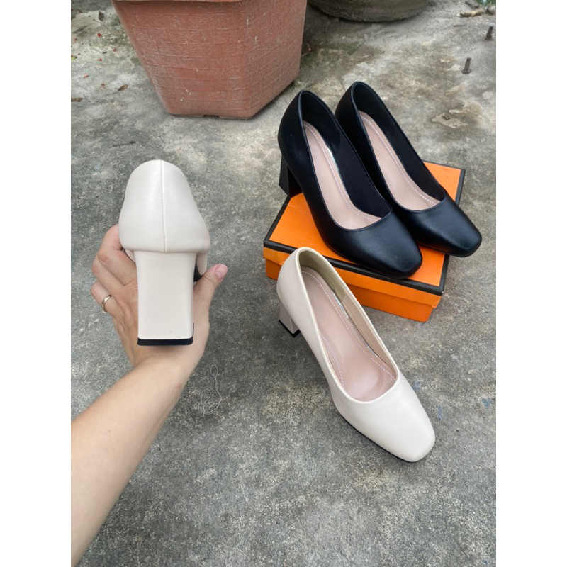 Giày cao gót 5p và 7p da mờ mũi vuông