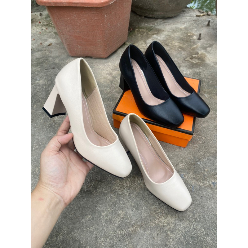 Giày cao gót 5p và 7p da mờ mũi vuông