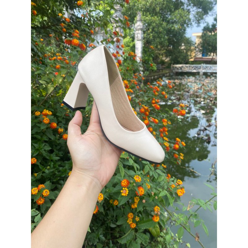 Giày cao gót 5p và 7p da mờ mũi vuông