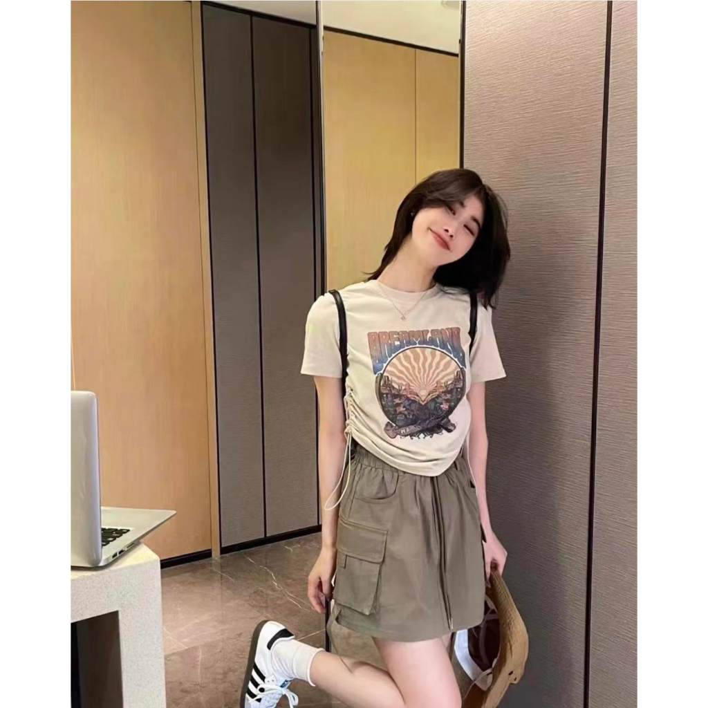 Áo Thun Nữ XONXEN SHOP HUẾ Crop DREAMLAND Rút Dây Mã 039