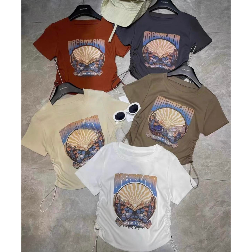 Áo Thun Nữ XONXEN SHOP HUẾ Crop DREAMLAND Rút Dây Mã 039