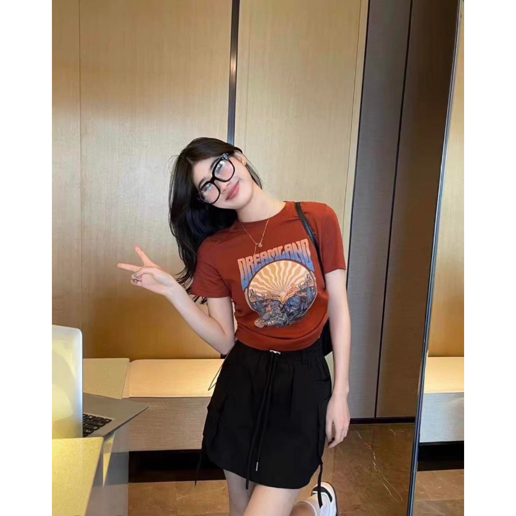 Áo Thun Nữ XONXEN SHOP HUẾ Crop DREAMLAND Rút Dây Mã 039