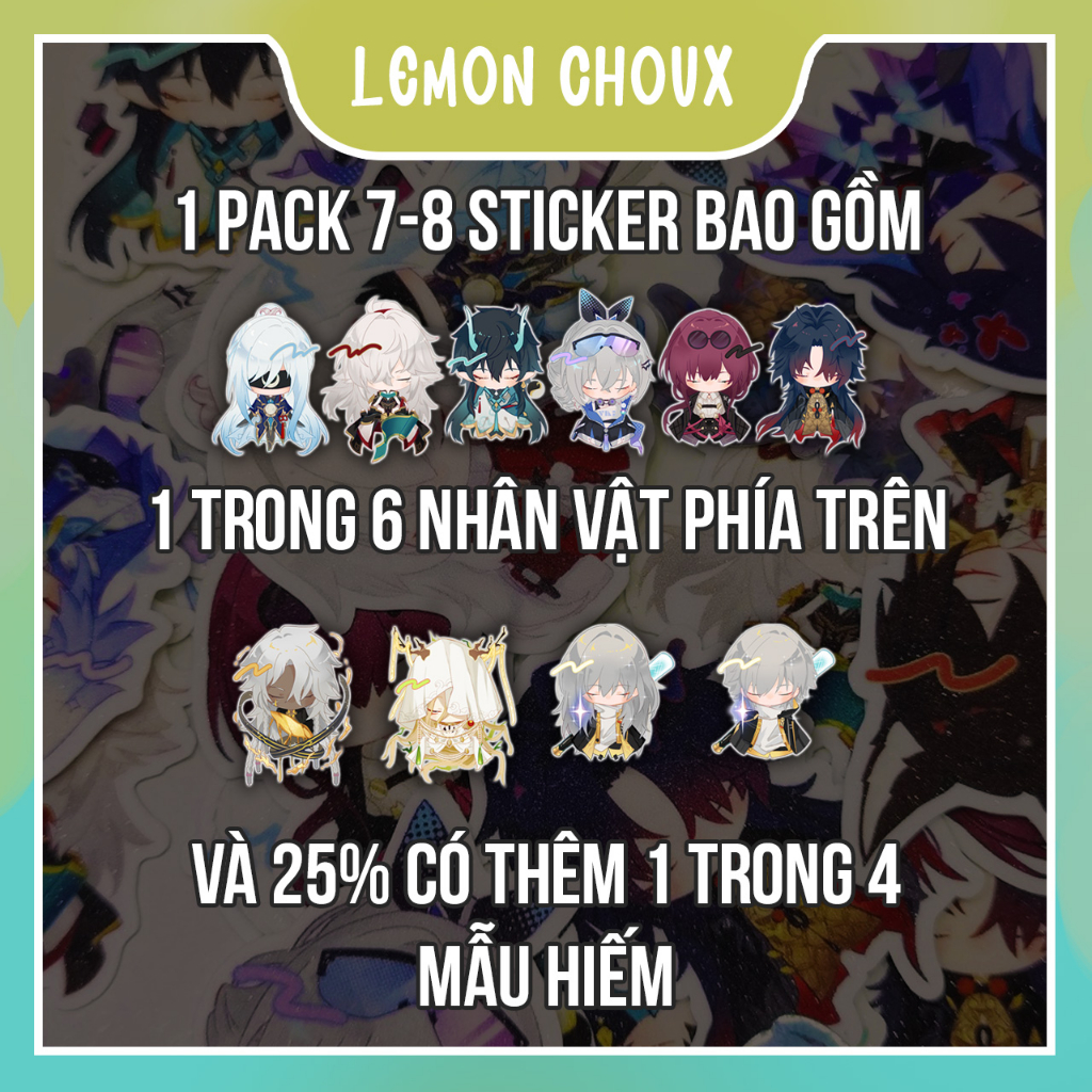 Sticker gacha Honkai Star Rail búp bê cầu nắng lấp lánh 34 nhân vật