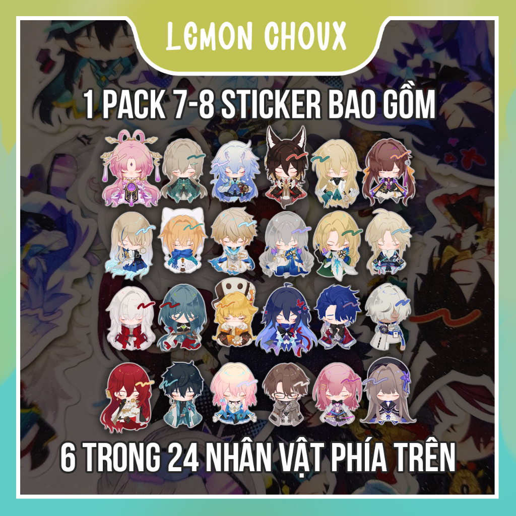 Sticker gacha Honkai Star Rail búp bê cầu nắng lấp lánh 34 nhân vật