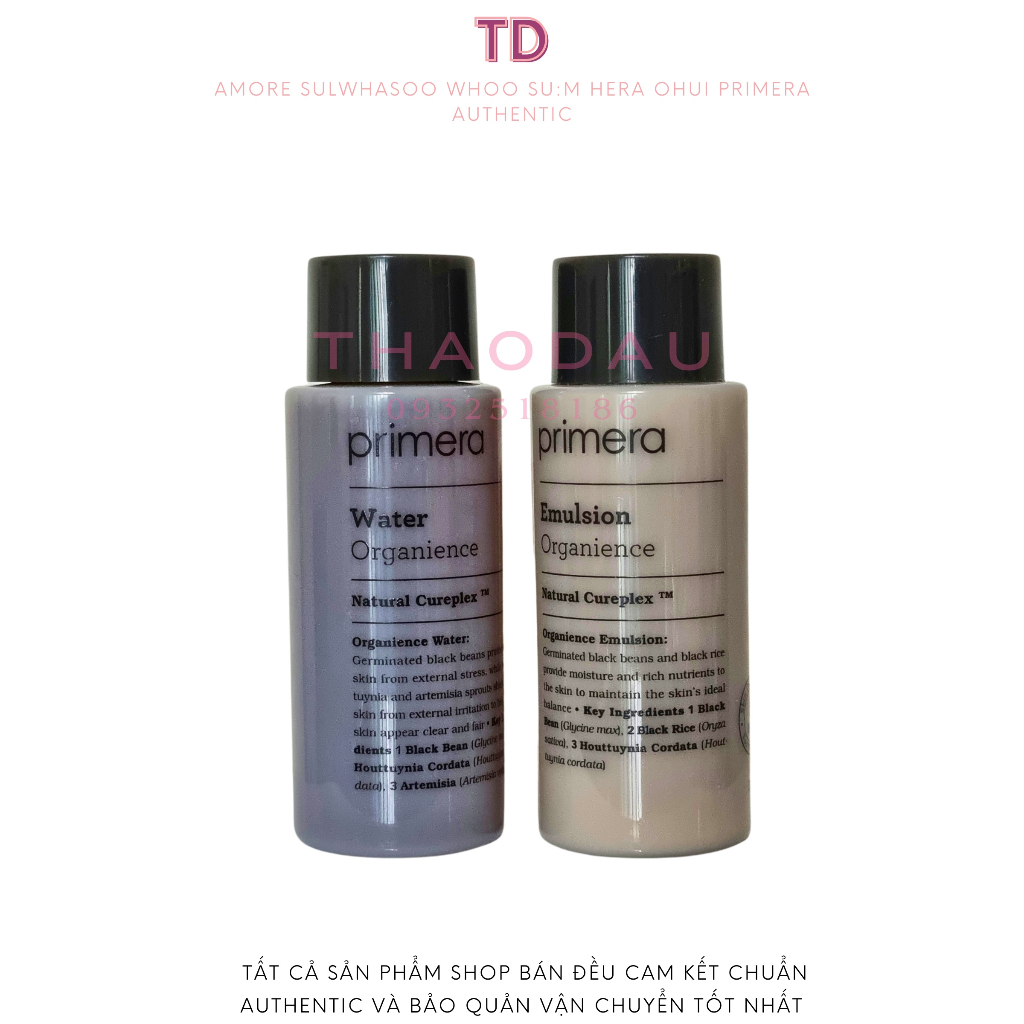 50ml Primera toner và sữa dưỡng Hữu Cơ chiết xuất từ rau má đậu đen và ngải cứu PrimeraOrganience Water Emulsion