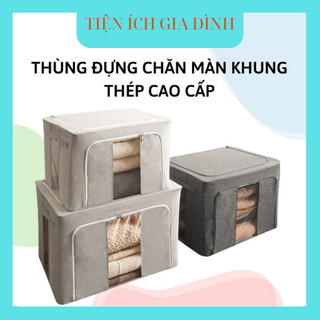 Thùng Đựng Chăn Màn Quần Áo Khung Thép Cao Cấp, Kích Thước Lớn Gấp Gọn