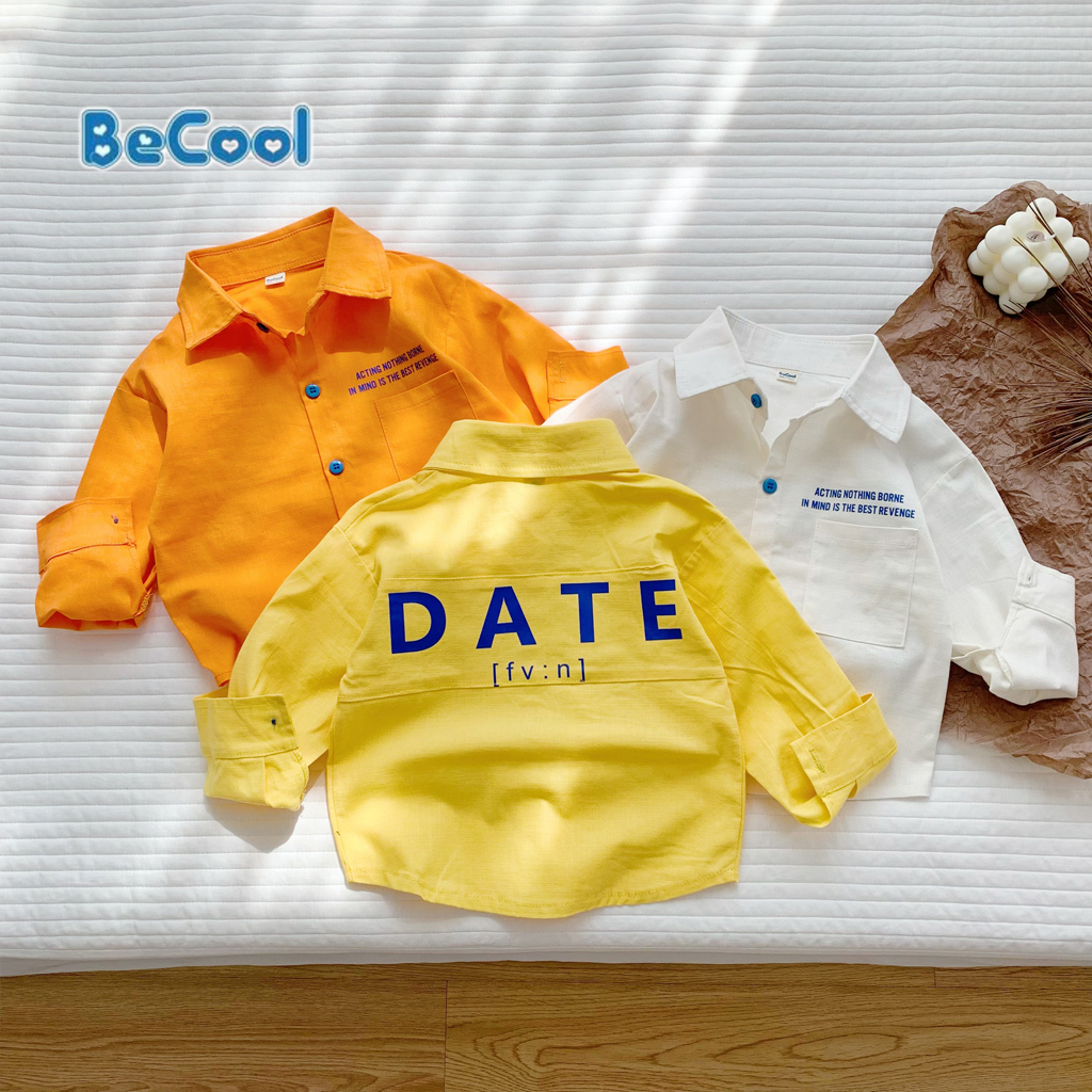 Áo Sơ Mi Dài Tay DATE Chất Thô Đũi Cho Bé Trai Đi Học, Đi Chơi Từ 10-30kg - LEON KIDS