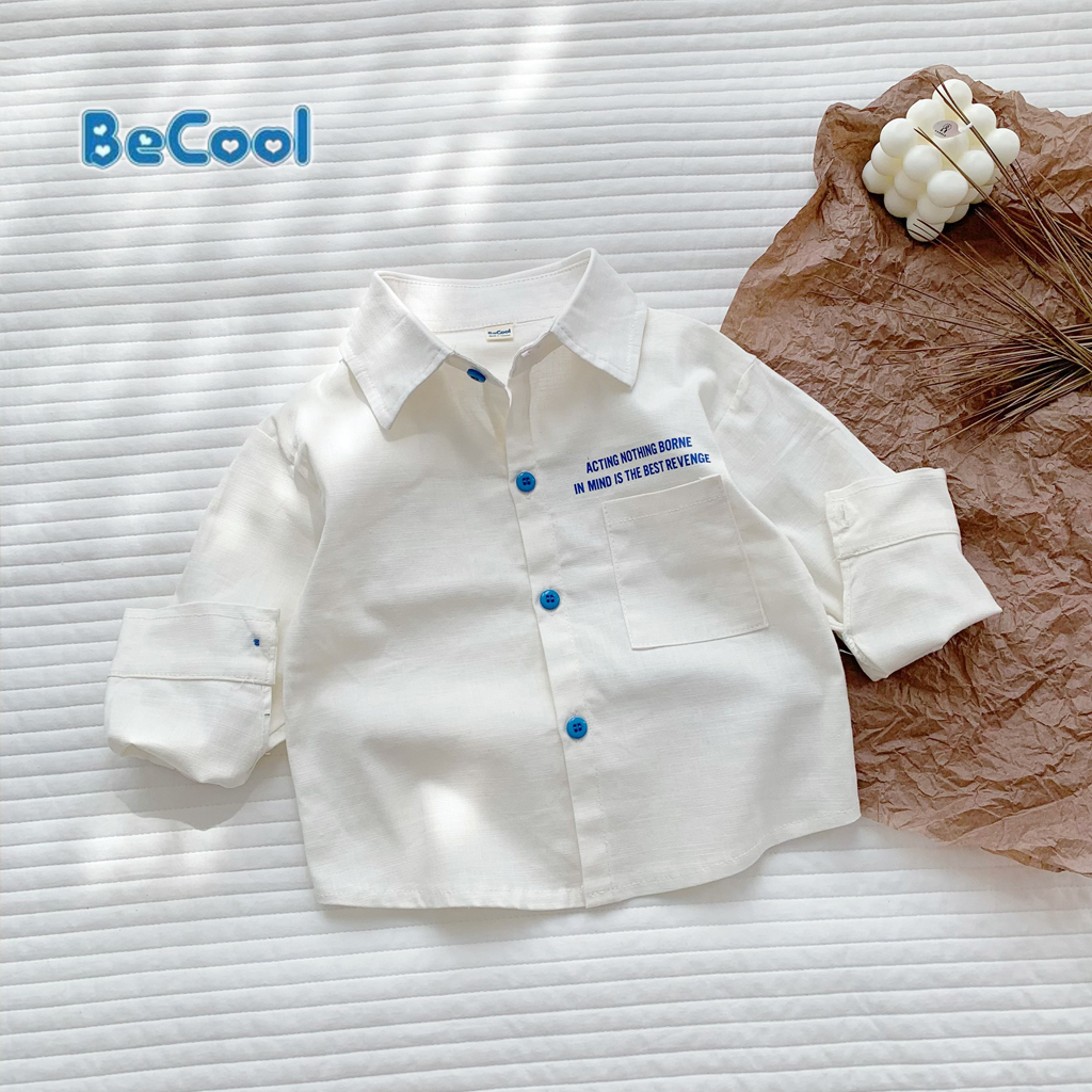 Áo Sơ Mi Dài Tay DATE Chất Thô Đũi Cho Bé Trai Đi Học, Đi Chơi Từ 10-30kg - LEON KIDS