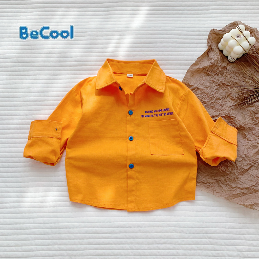 Áo Sơ Mi Dài Tay DATE Chất Thô Đũi Cho Bé Trai Đi Học, Đi Chơi Từ 10-30kg - LEON KIDS