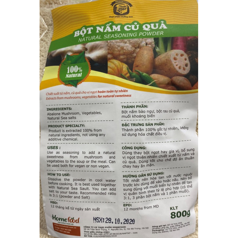 HẠT NÊM NẤM VÀ RAU CỦ 450gr