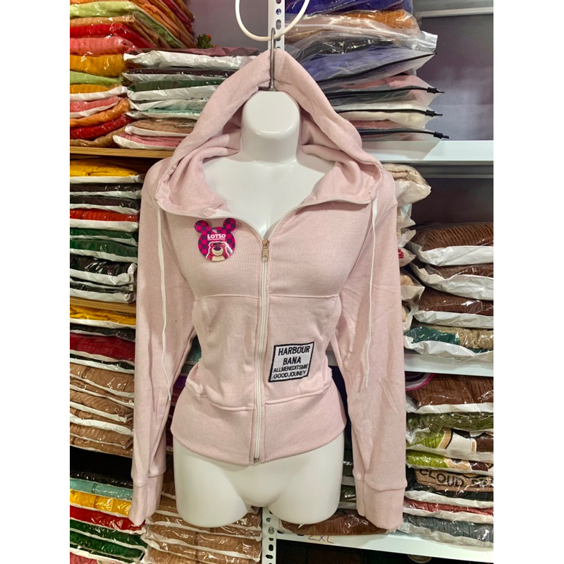 Áo khoác thun gân thêu logo co giãn