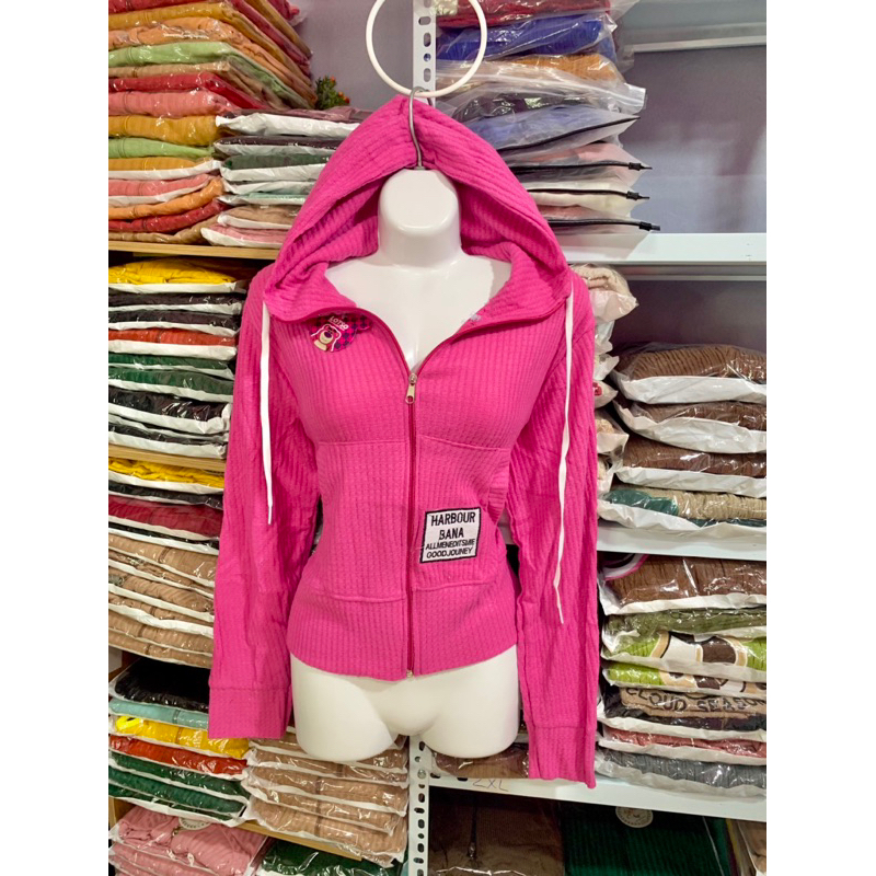 Áo khoác thun gân thêu logo co giãn