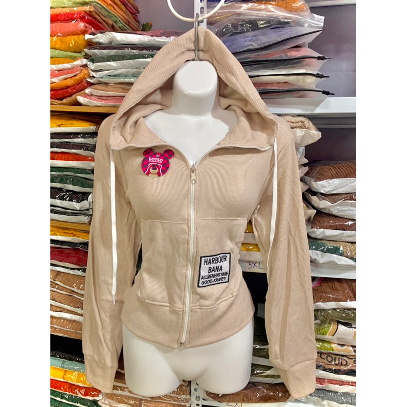 Áo khoác thun gân thêu logo co giãn