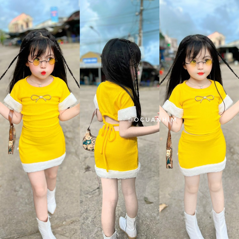 Set váy co giãn điệu đà cho bé