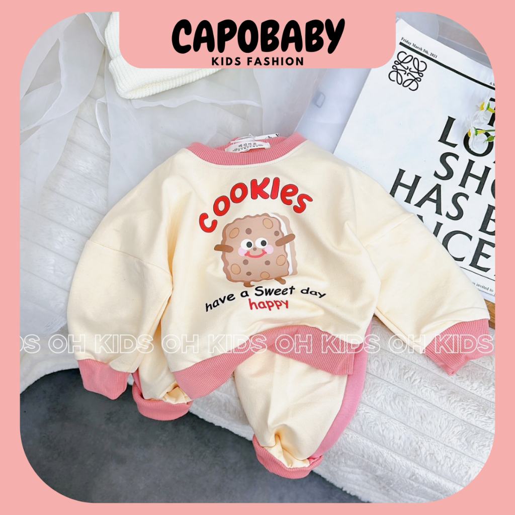 Sét Bộ Nỉ Bông dài tay bé gái dễ thương, cho bé 7-16kg