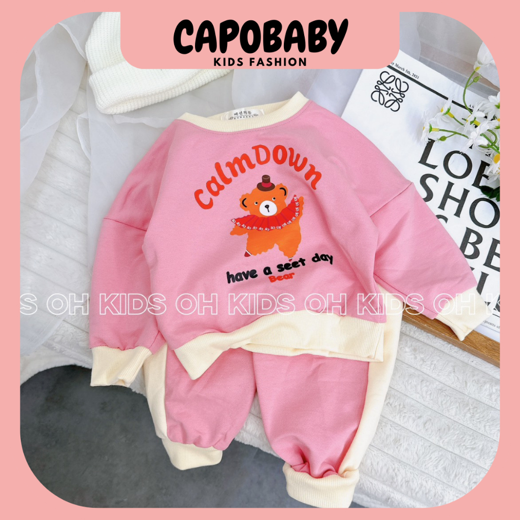 Sét Bộ Nỉ Bông dài tay bé gái dễ thương, cho bé 7-16kg