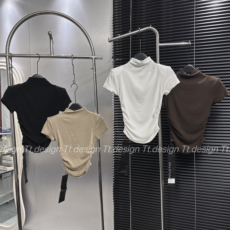 Áo thun cổ 3p chun eo full màu