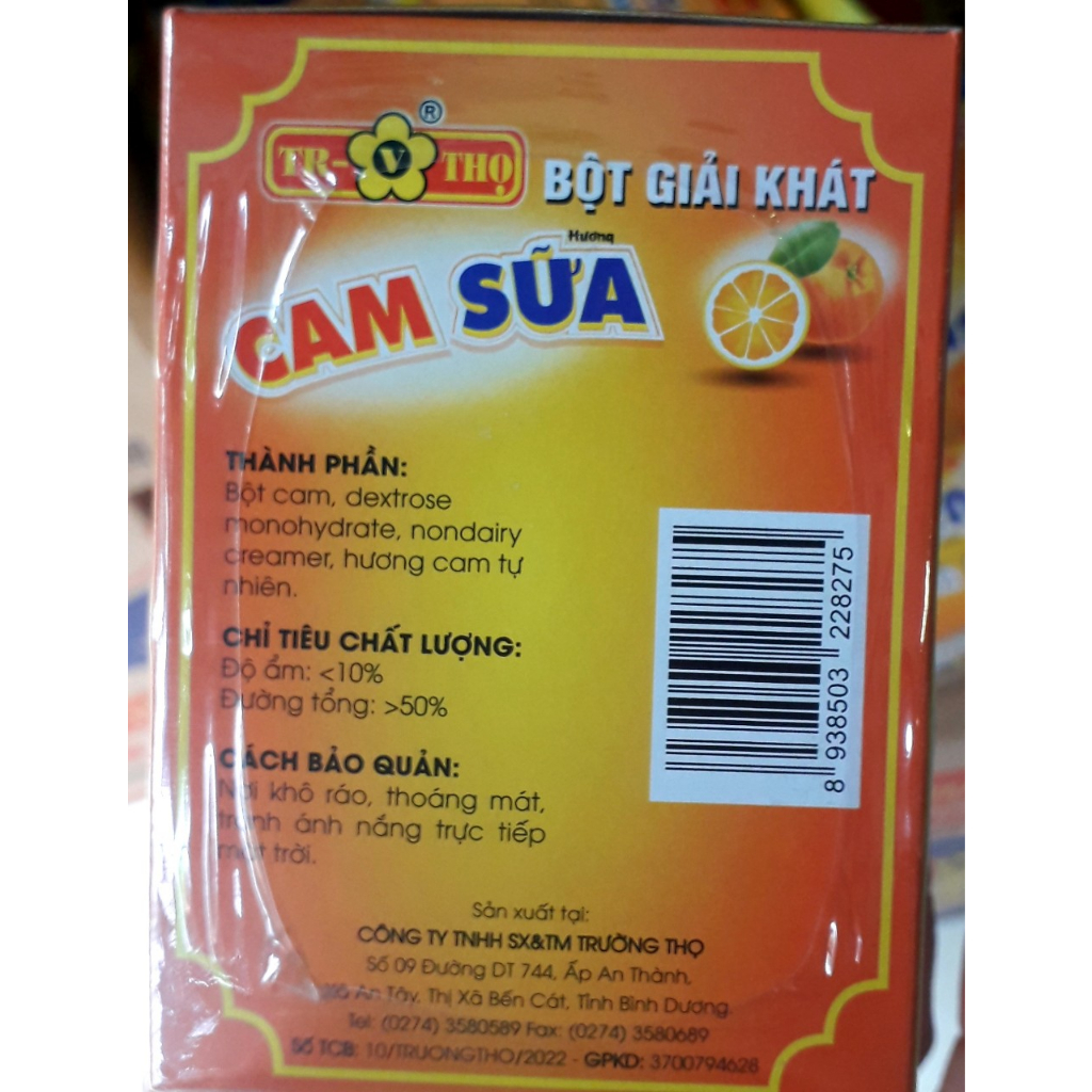 BỘT GIẢI KHÁT CAM sữa - Hộp 18 gói x 14g