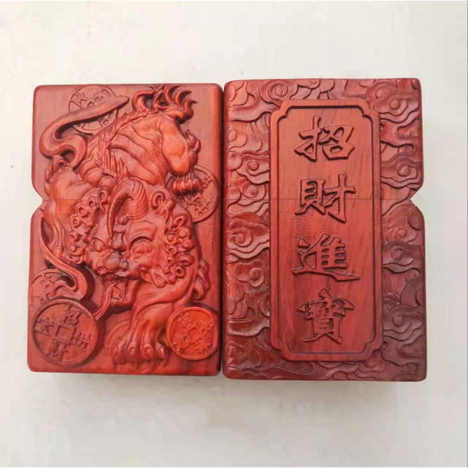 Vỏ Zippo bằng gỗ kỳ lân chiêu tài