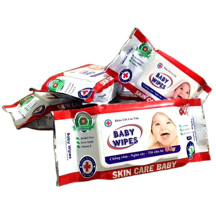 Khăn ướt Baby Wipe đỏ cao cấp 80gr không mùi