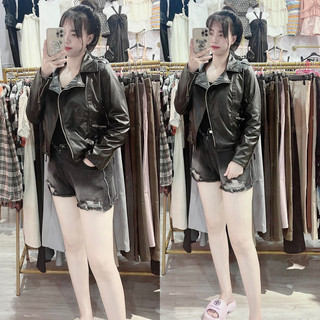 Áo khoác da dáng ngắn nữ có bigsize