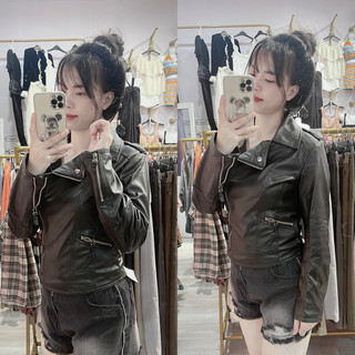 Áo khoác da dáng ngắn nữ có bigsize
