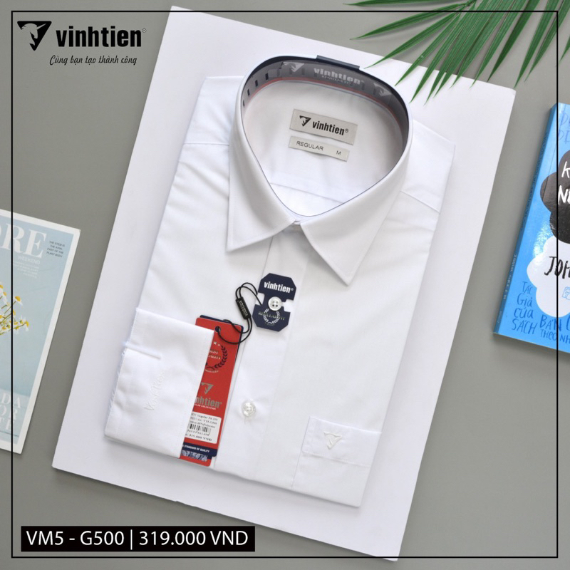 Áo Sơ Mi Dài Tay Trắng Form Regular Vĩnh Tiến 319