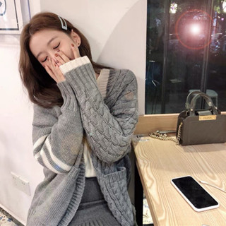 Áo Cardigan Len Nữ Chất Len Dày Dặn Họa Tiết Đơn Giản, Áo Choàng Hàng Quảng Châu Cao Cấp Phong Cách Hàn Quốc