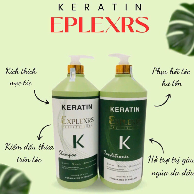 (Mẫu mới) Dầu gội xả Keratin 2000ml hương thơm nước hoa mềm mượt chống rụng tóc phục hồi tóc hư tổn 2000ml