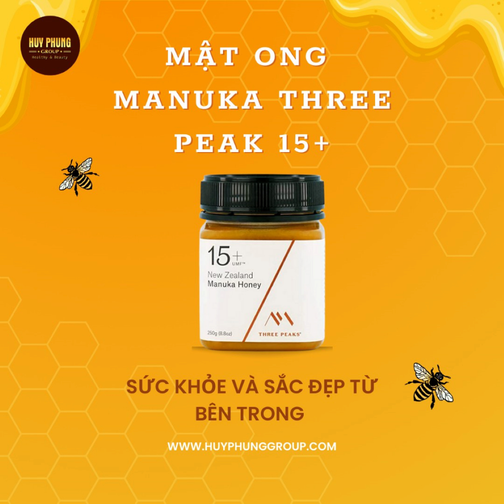 Mật Ong Manuka THREE PEAK Raw & Unpasteurized 15+ UMF 250g