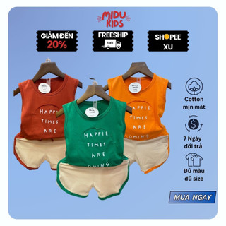  Set Hè Happy Time Are MiDu Kid Quần Áo Trẻ Em Cho Bé Trai Size Bé Sơ Sinh Đên 5 Tuổi Mặc Ở Nhà Ở Lớp Đi Chơi