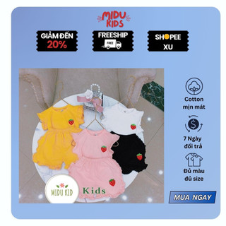 Set Dâu TâyThêu Cao Cấp Quần Áo Trẻ Em Bé Gái MiDu Kid