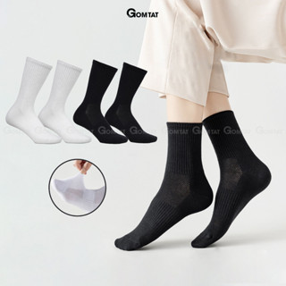 Tất vớ nam nữ cổ cao trơn màu GOMTAT chất liệu cotton cao cấp, hút ẩm thoáng khí, mềm mại êm chân  -GOM-KLB-TRONCAO-1DOI