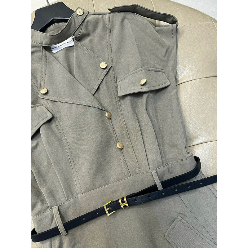 Set váy đầm dáng dài công sở nữ army thanh lịch dáng dài kèm belt