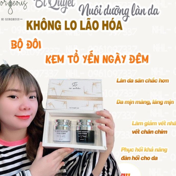 🌸 Bộ Kem Yến Kim Cương MÚI XÙ GORGEOUS Ngày Đêm Dưỡng Da Căng Bóng Se Khít Lỗ Chân Lông