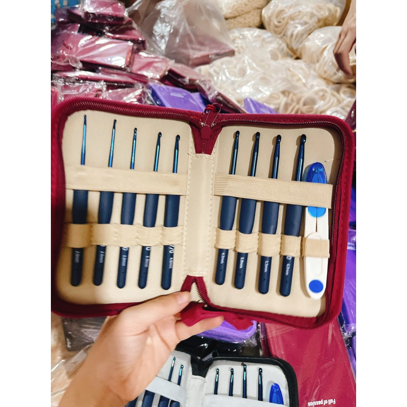 Bộ kim móc len tulip xanh navy