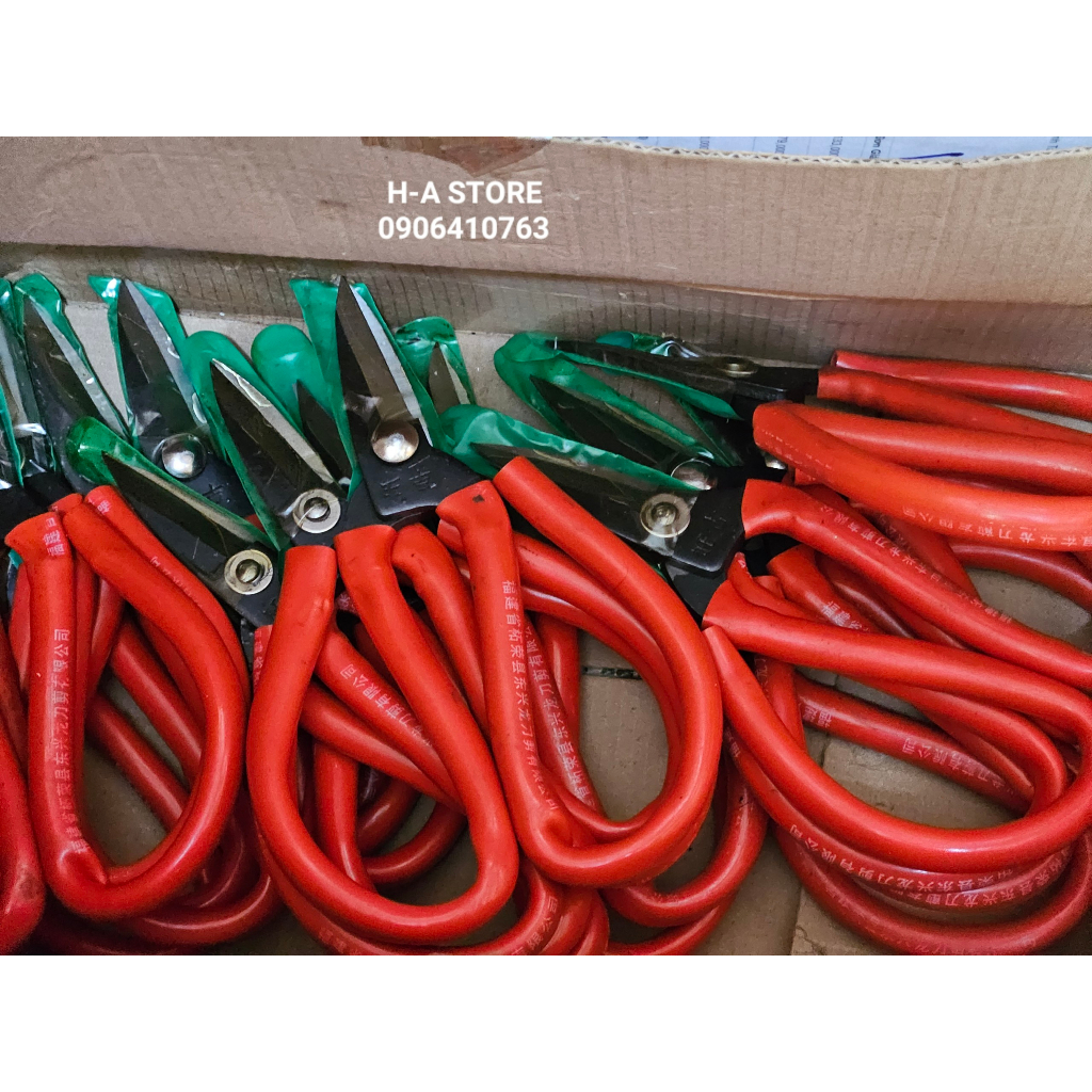 Kéo thợ bạc cán màu xanh lá dài 15cm / màu đỏ 19cm