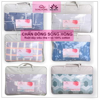 Chăn Đông Sông Hồng Ruột Siêu Nhẹ Siêu Bền Vỏ Chăn 100% cotton