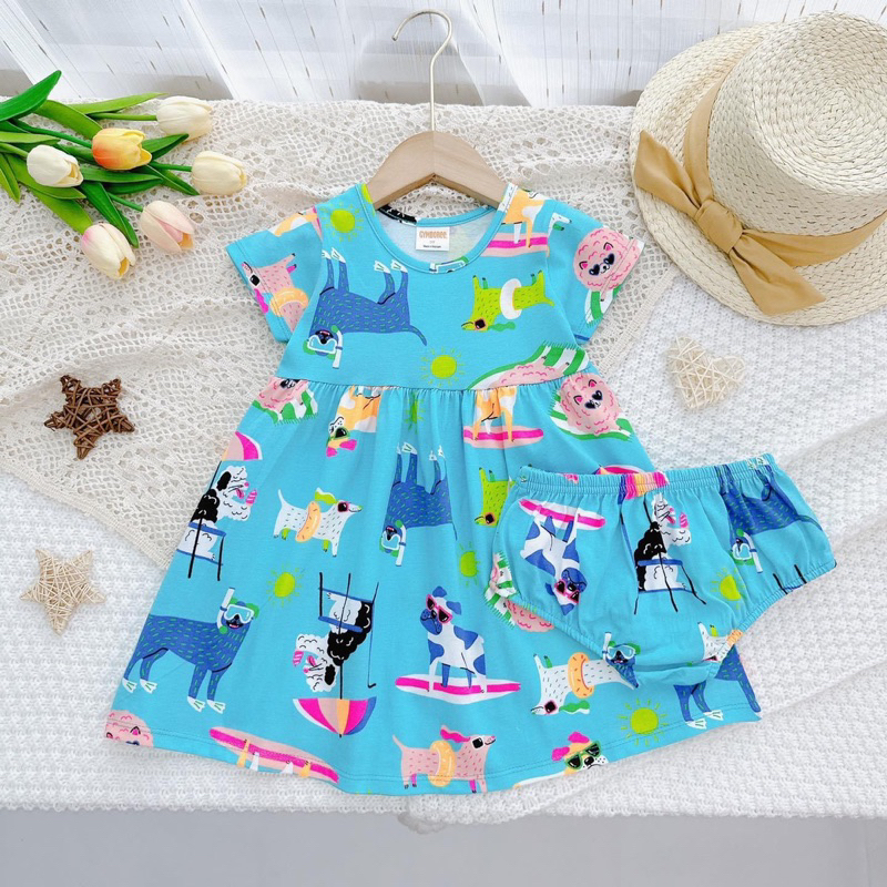 ♥ Set Đầm Chíp, Đầm/Váy Cotton Bé Gái 10kg -> 23kg