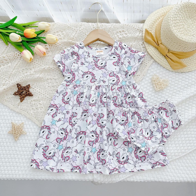♥ Set Đầm Chíp, Đầm/Váy Cotton Bé Gái 10kg -> 23kg