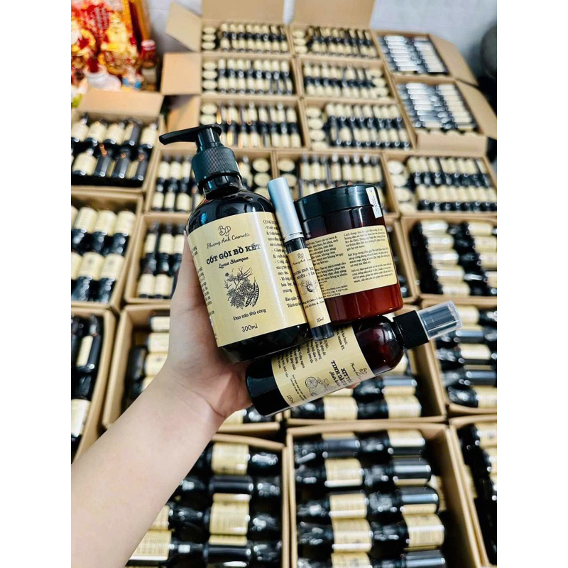 Cốt gôi bồ kết Phương Anh kèm dầu xả tặng kèm xịt bưởi và dưỡng mi giảm rụng tóc kích mọc tóc con combo cốt gội bồ kết