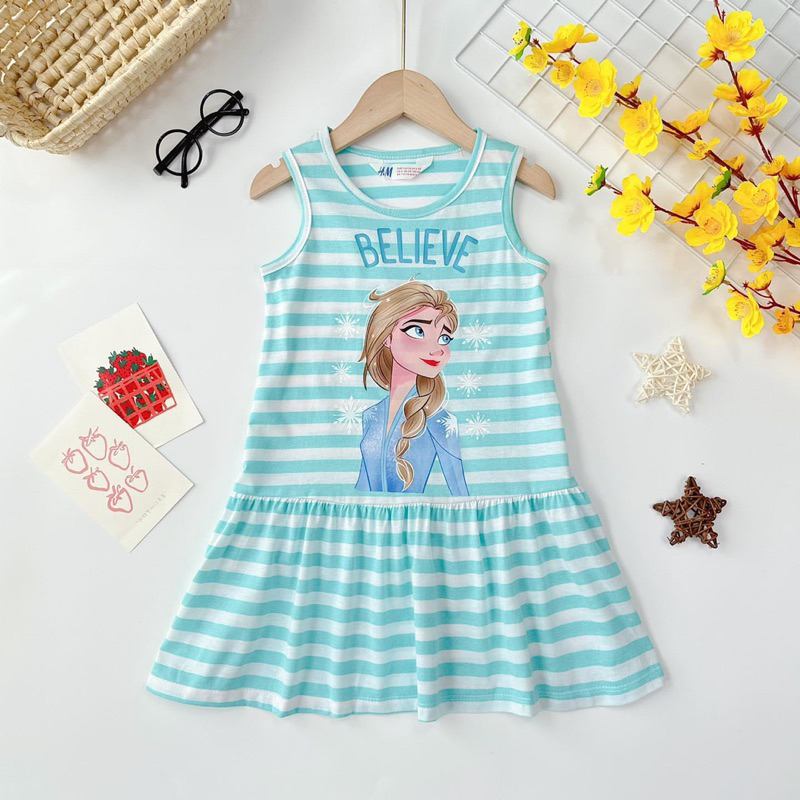 Đầm Thun Sát Nách Cho Bé 12-38kg, Chất Thun Cotton VNXK